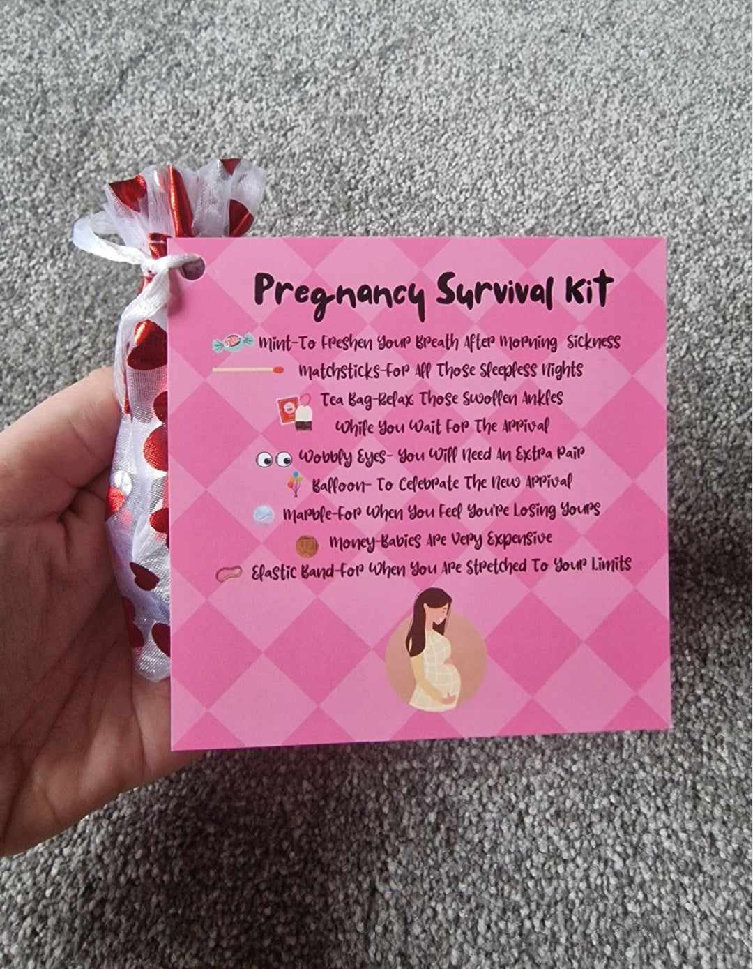 Adorable Pregnancy Survival Kit Gift Bag - Memorable Keepsake for New Mums