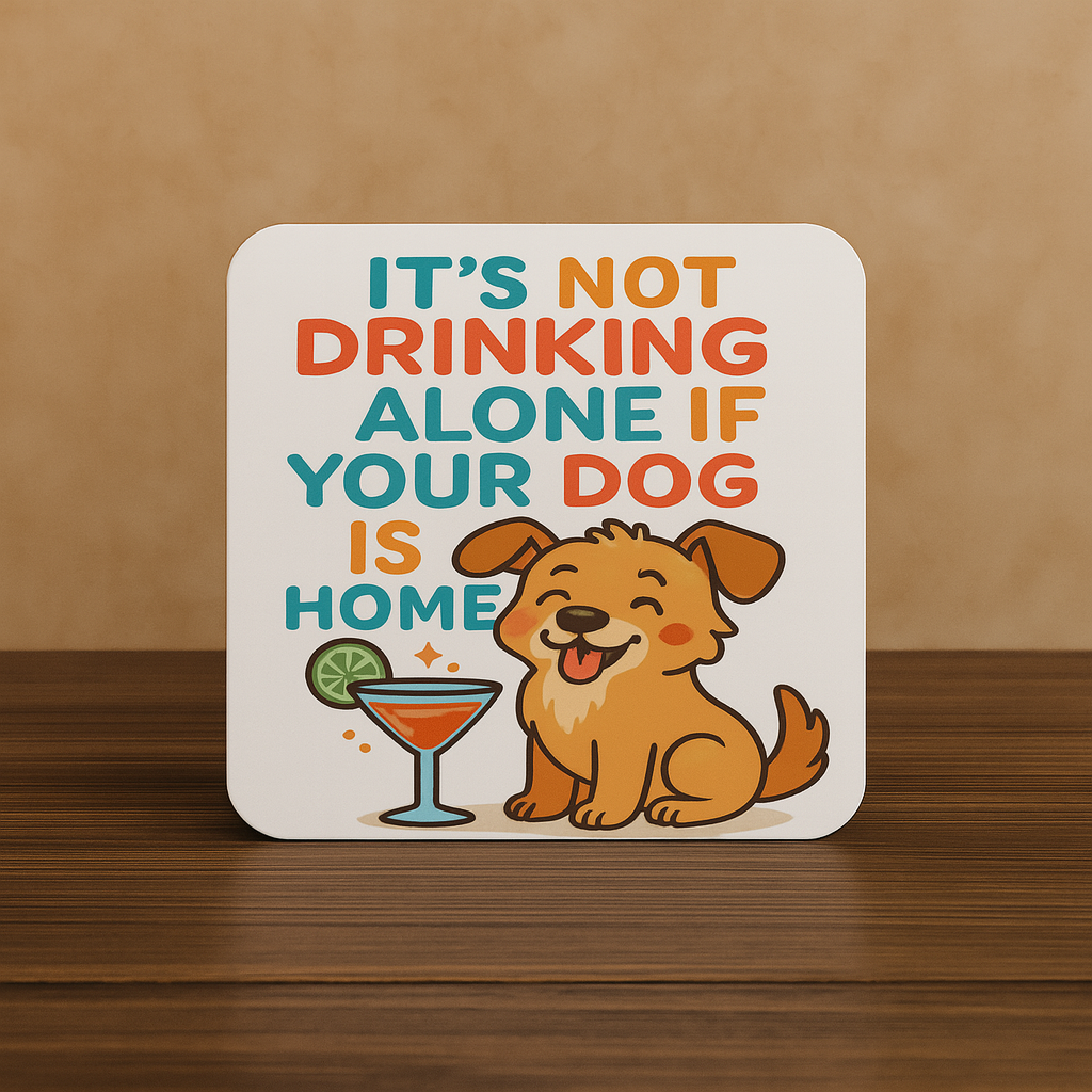 Not Drinking Alone If Your Dog Is Home – Funny Dog Lover Coaster