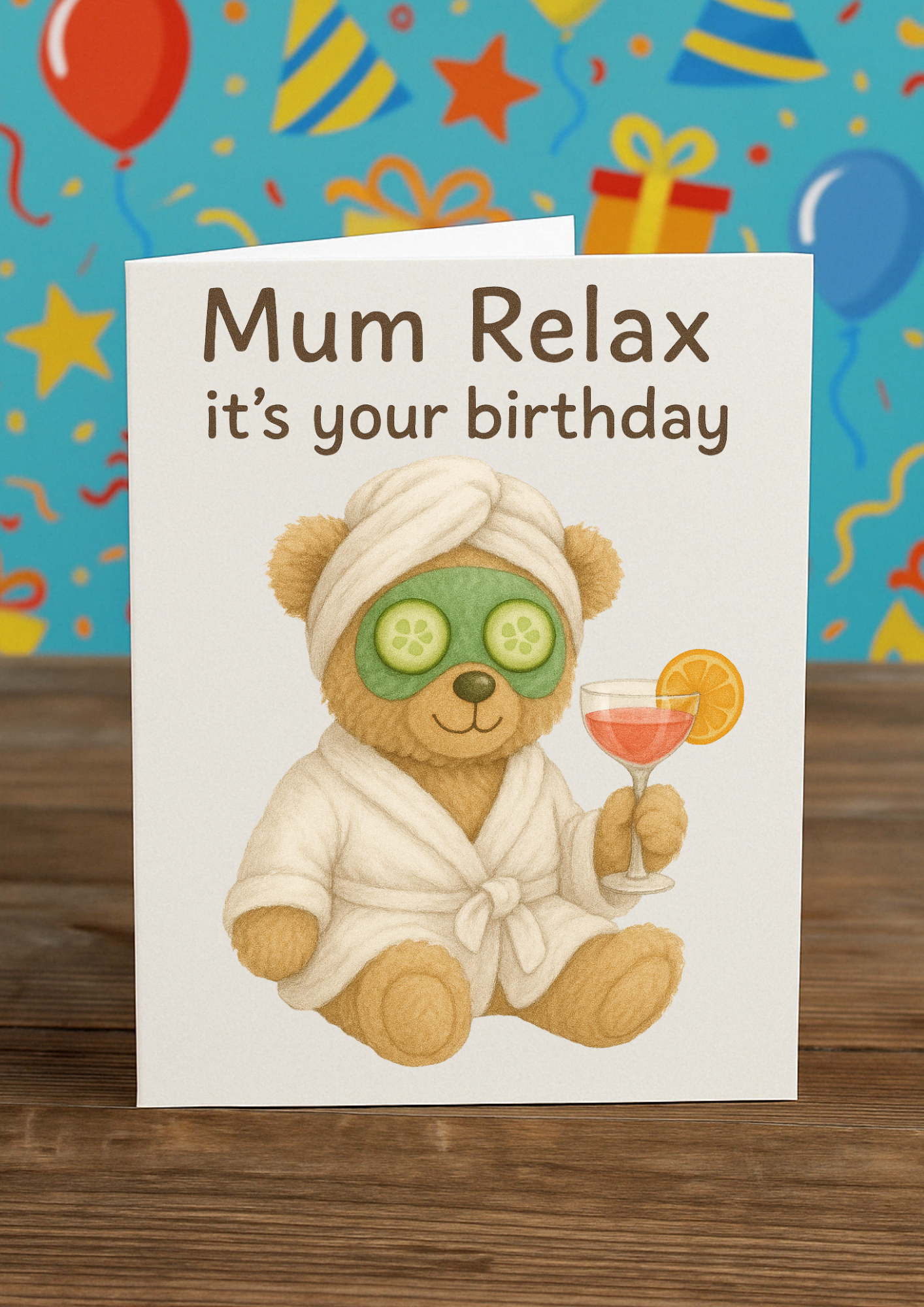Mum Birthday Card – Relax It’s Your Birthday | A5 Greeting Card with Pink Envelope