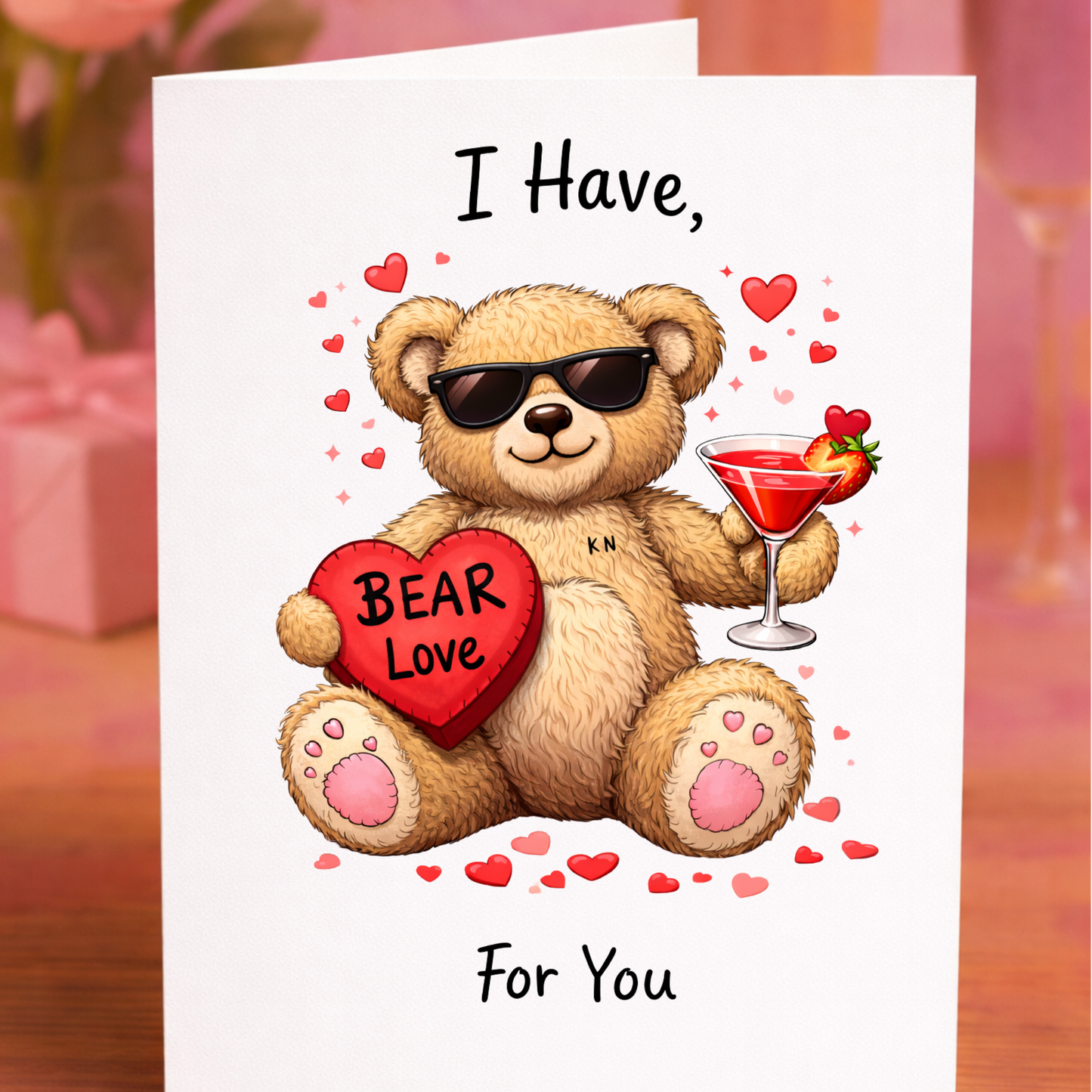 Valentine’s Day Bear Card – Funny Romantic Cocktail Love Card