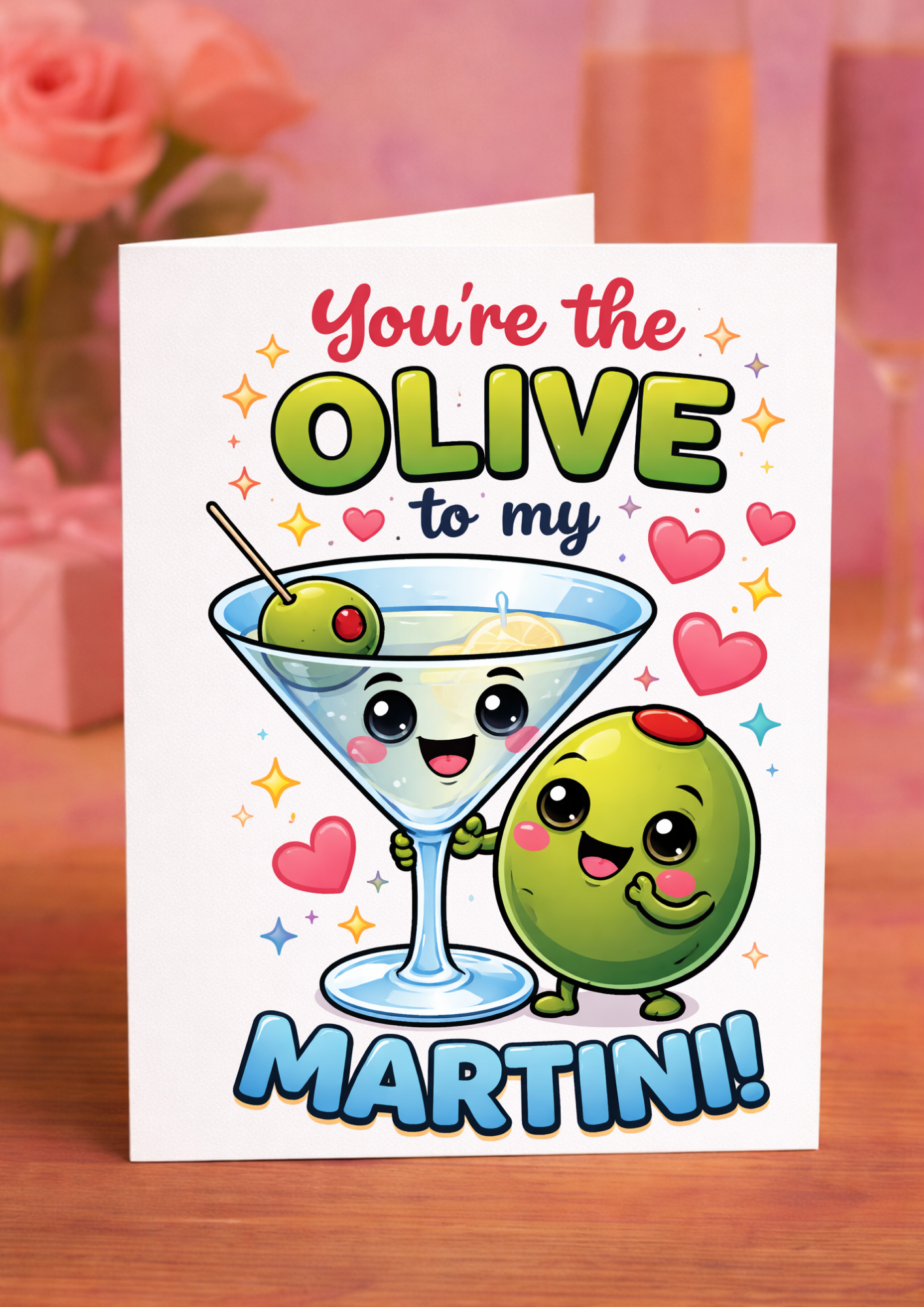 💚 You’re the Olive to My Martini Valentine’s Day Card – Funny Cocktail Love Card