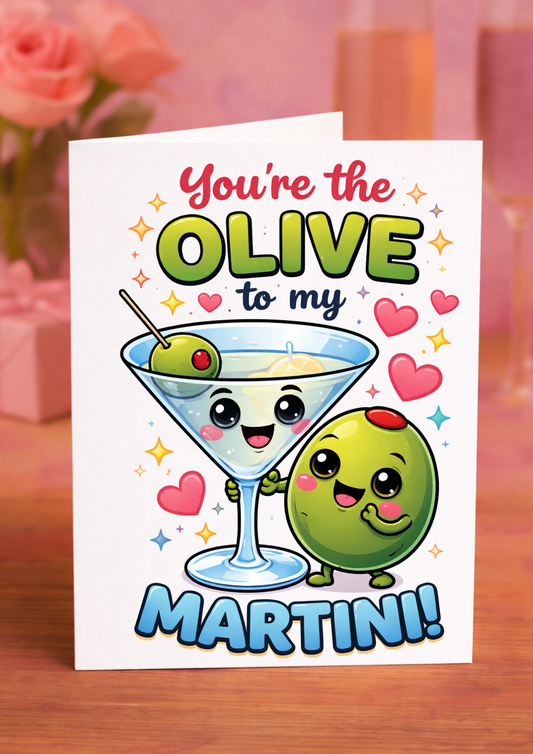 💚 You’re the Olive to My Martini Valentine’s Day Card – Funny Cocktail Love Card