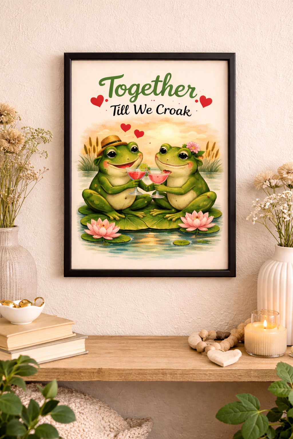 Together Till We Croak Frog A4 Print – Funny Couple Framed or Unframed Wall Art