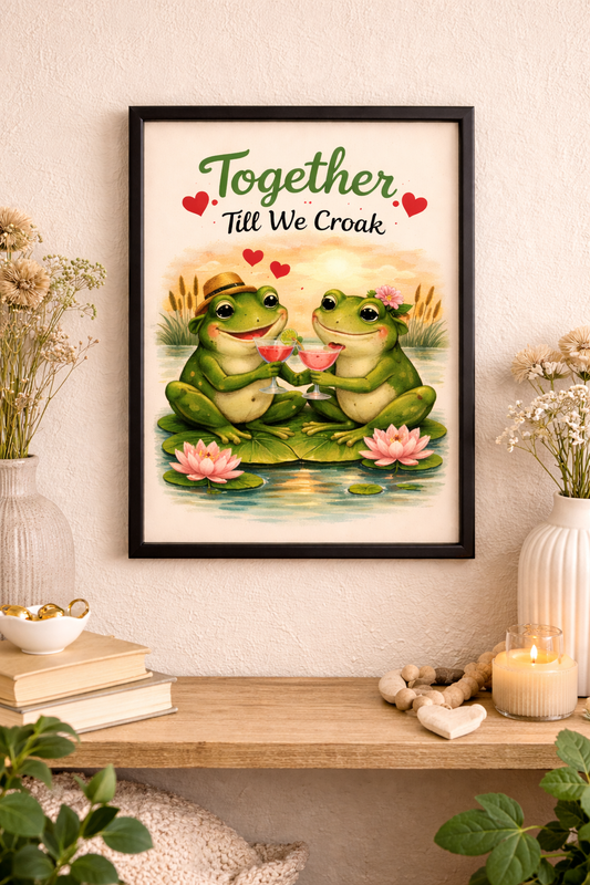 Together Till We Croak Frog A4 Print – Funny Couple Framed or Unframed Wall Art