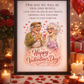 Funny Valentine’s Day A4 Black Framed Print – Old & Senile Best Friends, Growing Old Together Wall Art