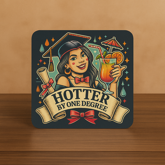 Hotter By One Degree Coaster – Funny Graduation Gift for Her