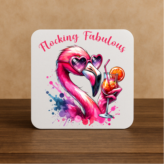 Flocking Fabulous Flamingo Coaster – Funny Pink Bird & Cocktail Design