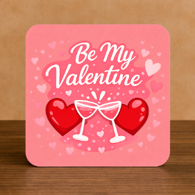 ❤️ Be My Valentine Coaster – Cocktail Valentine Gift