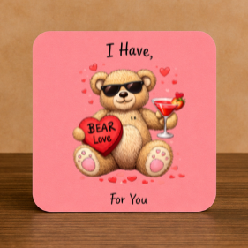 ❤️ Valentine’s Bear Love Coaster – Cute Cocktail Valentine Gift