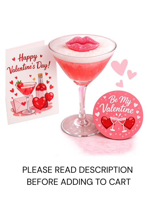 💕 Mocktail, Card & Coaster Valentine Bundle – £9 💕