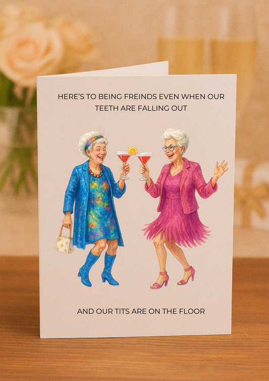 Funny Friendship Card for Women – Cheeky Older Ladies A5 Greeting Card with Pink Envelope