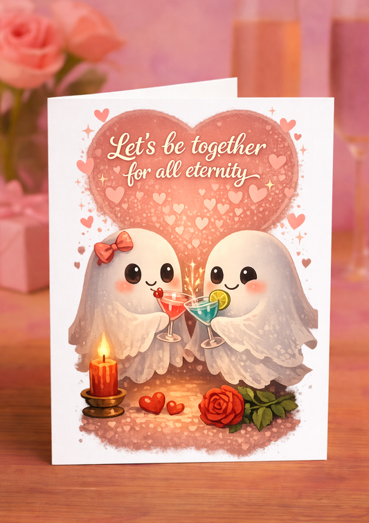 💕 Cute Valentine’s Day Card – “Let’s Be Together for All Eternity” Ghost Card