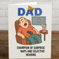 Funny Dad Birthday Card – “Champion of Naps & Selective Hearing” | A5 Greeting Card with Blue Envelope