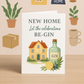 Funny New Home Card – “Let the Celebrations Be-Gin” | A5 Greeting Card with Pink Envelope