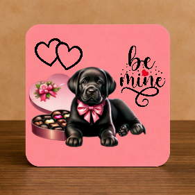 💕 Be Mine Puppy Coaster – Cute Dog Valentine Gift