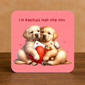 ❤️ I’m Barking Mad for You Coaster – Cute Dog Valentine Gift