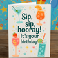 Sip Sip Hooray – Funny Cocktail Birthday Card | A5 Card for Her or Him